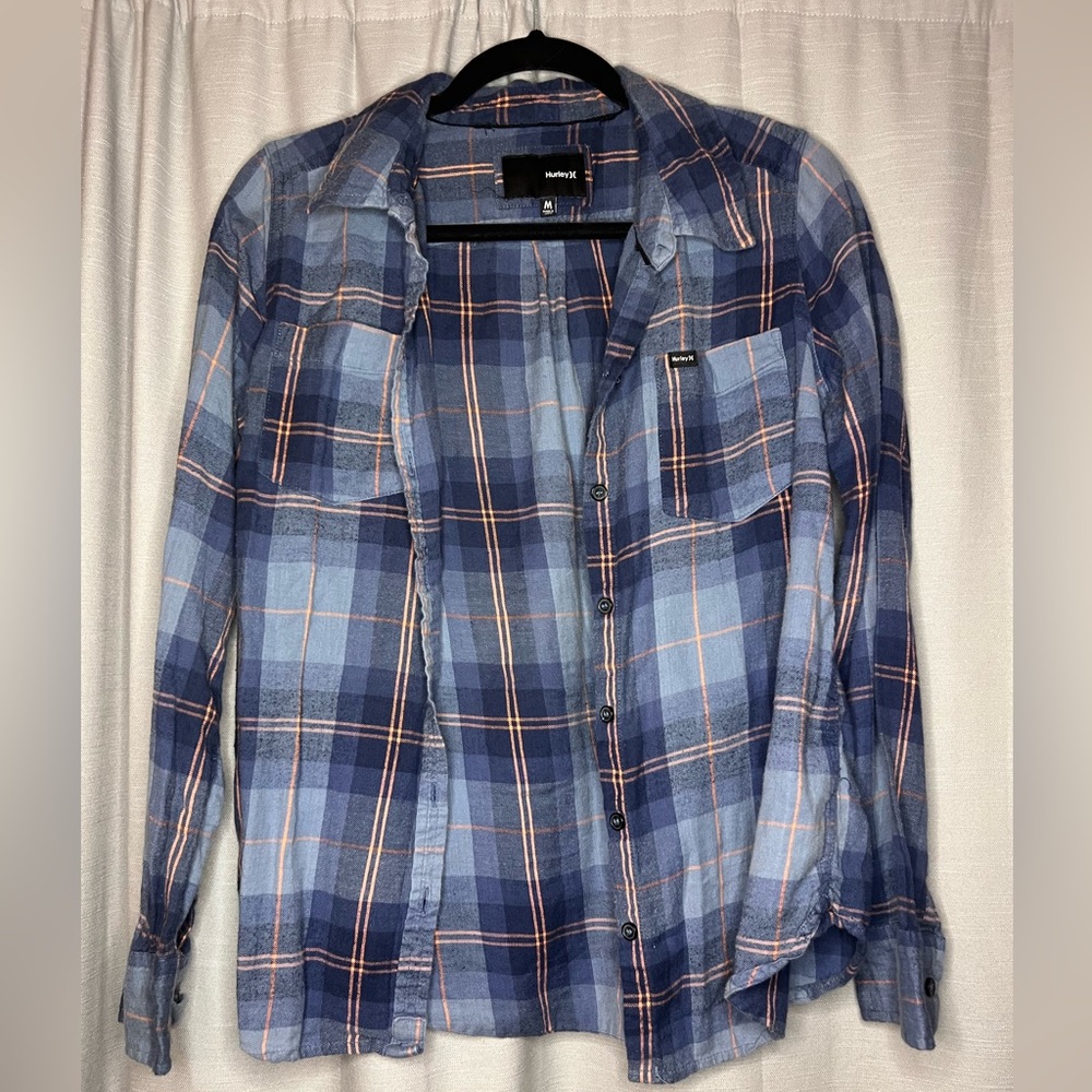 Hurley Blue Flannel Button-Down Size M